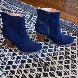 Navy Suede Ankle Boots
